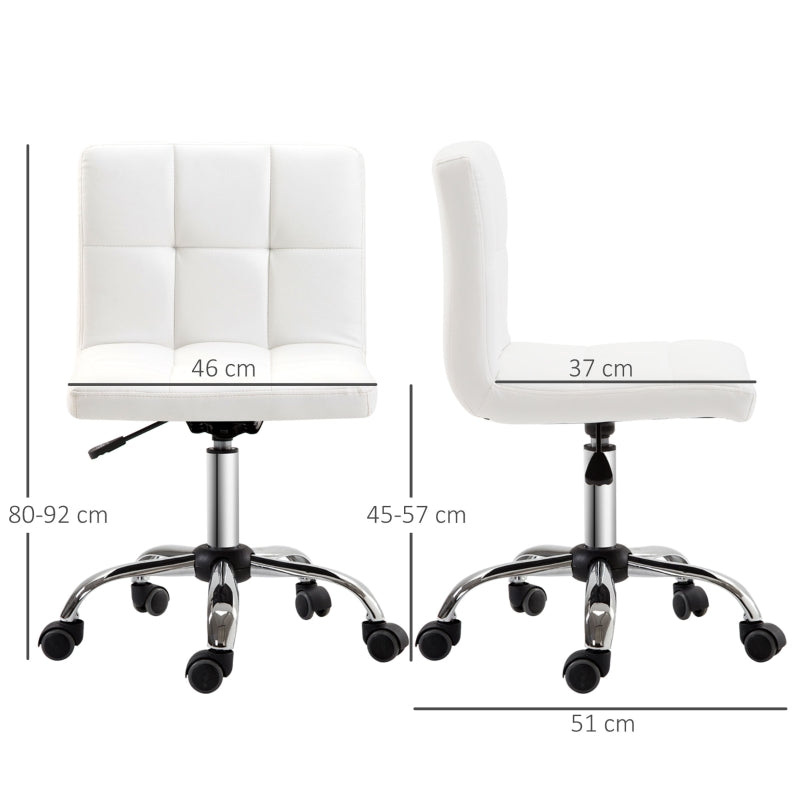 Office Chair, Ergonomic Height-Adjustable Swivel Chair, Faux Leather, White