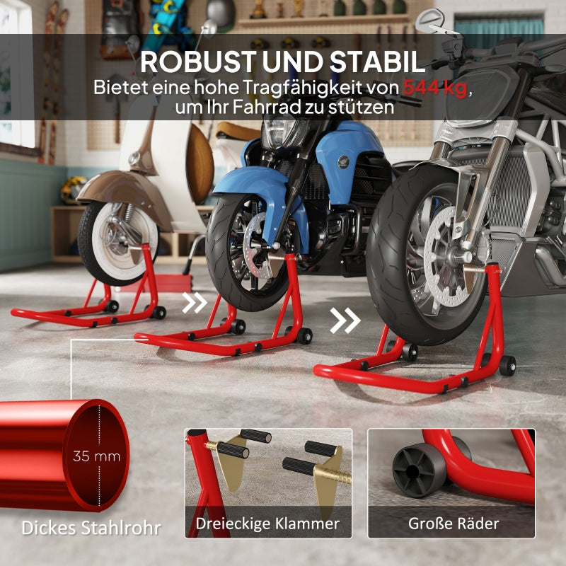 Motorcycle Stand Set, Front/Rear Assembly, 544 kg, Steel Red