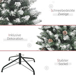 Artificial Christmas Tree, 630 Branches, 37 Cones, Snowy Tips, Fireproof, 150 cm
