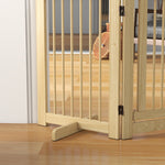 Dog Barrier 4-part 204 x 75 cm Foldable with Door, Wooden Natural