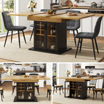 Telescopic Dining Table, Extendable Kitchen Table for 4-6, Space-Saving, Brown Glass