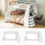 Bunk Bed with Table & Storage, 90x200/140x200 cm, White