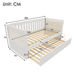 Daybed with Pull-out Bed, 90x200cm and 90x190cm, Space-Saving Wood, White