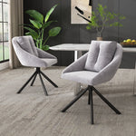 Swivel Dining Chair Set of 4 Ergonomic - Grey Velvet