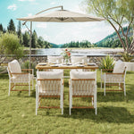 Modern Outdoor Patio Set with Cushions & Woven Armrests, Iron