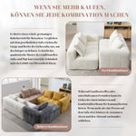 Sofa 2-Seater, Plush Cushion Side Pockets, Beige