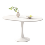Extendable Dining Table Oval 100/140x100cm Modern Simple - White