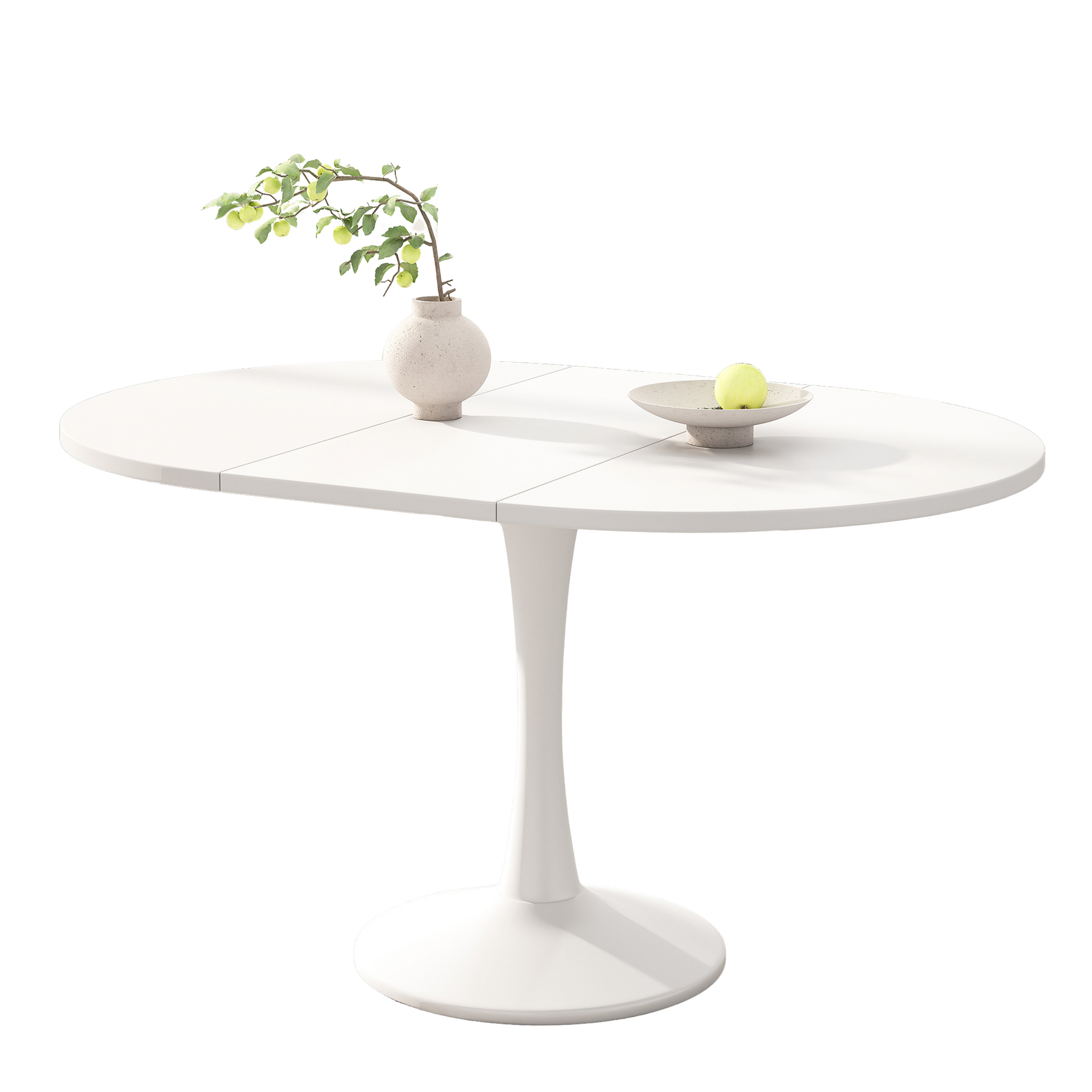 Extendable Dining Table Oval 100/140x100cm Modern Simple - White