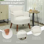 Armchair Lounge Chair Corduroy Look, Cream White