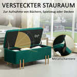 Bench, Upholstered Storage Chest, Fabric Green