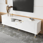 TV Cabinet with Open Compartments, Drawers, Soft-Close Hinges, Lacquered Textured Surface