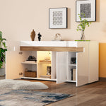 Sideboard 3-Door LED Control 140x40x70cm High-Gloss White