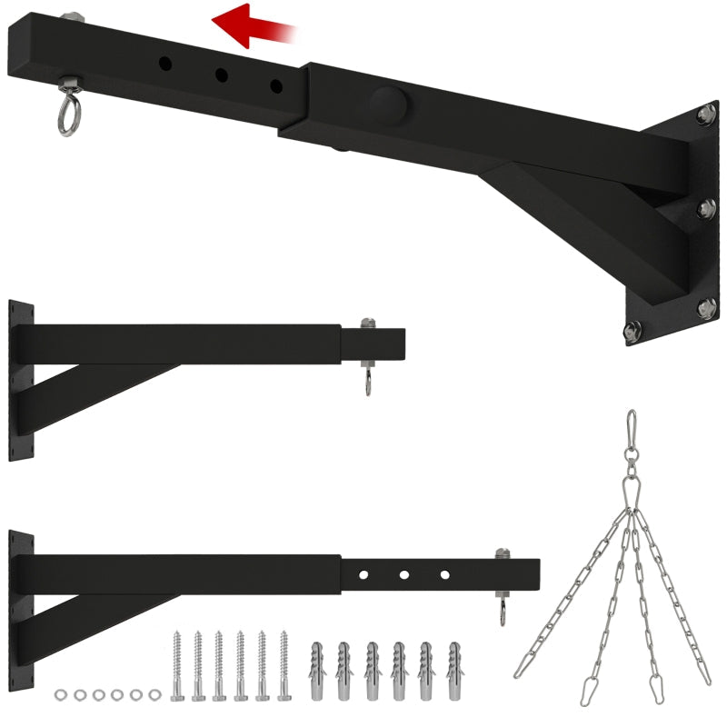 Punching Bag Wall Mount, Adjustable Holder, Steel, Black