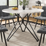 Round Dining Table, 100x100x76cm, 4-Person, MDF Marble, Black