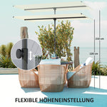 Parasol, 180° Rotatable Height Adjustable Garden Umbrella, Beige