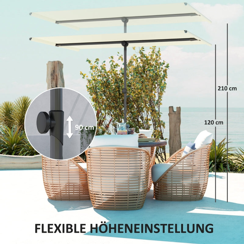 Parasol, 180° Rotatable Height Adjustable Garden Umbrella, Beige