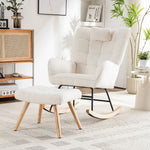 Ergonomic Rocking Chair with Footstool, 92cm High, 65cm Seat, White