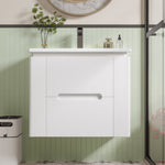 Wall-Mounted Bathroom Cabinet with LED Sensor Lighting and Integrated Sink, White