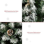 Artificial Christmas Tree, 800 Branches, 61 Cones, Snowy Tips, Fireproof, 180 cm
