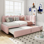 L-Shaped Sleeper Sofa Bed - 2-in-1 Space-Saving, Pink Velvet