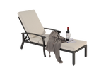Lounge Patio Chair, Adjustable Recliner Rust-Resistant Aluminum, Beige Cushion