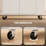 Kitchen Island Kitchen Trolley on Wheels with Worktop, Drawer, Cabinet, Spice Rack, Towel Rail, White