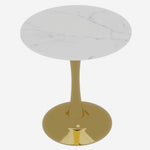 Coffee Table Round Marble Top Mid-Century Modern Style 27.6-inch Golden