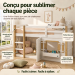 Children's Loft Bed 90x200cm with Ladder & Play Area White
