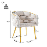 Luxurious Velvet Chairs Set of 2 Modern Ergonomic Gold-Plated Iron Legs Beige