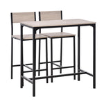 Bar Table with 2 Chairs, 3-Piece Set, MDF, Natural and Black