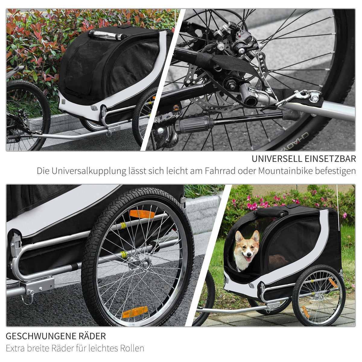 Dog Trailer Bicycle Transporter White+Black