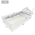 Children's Bed 90x200cm, Roof & Window, Storage, Safety Gate & Door, Solid Wood, White