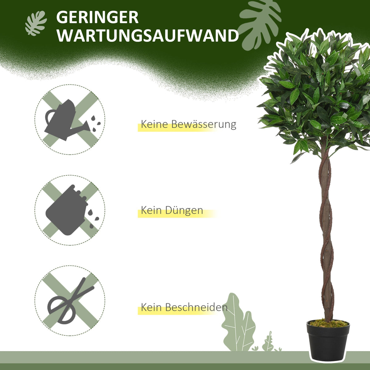 Artificial Bay Trees, 120 cm, Cement Pot, Green