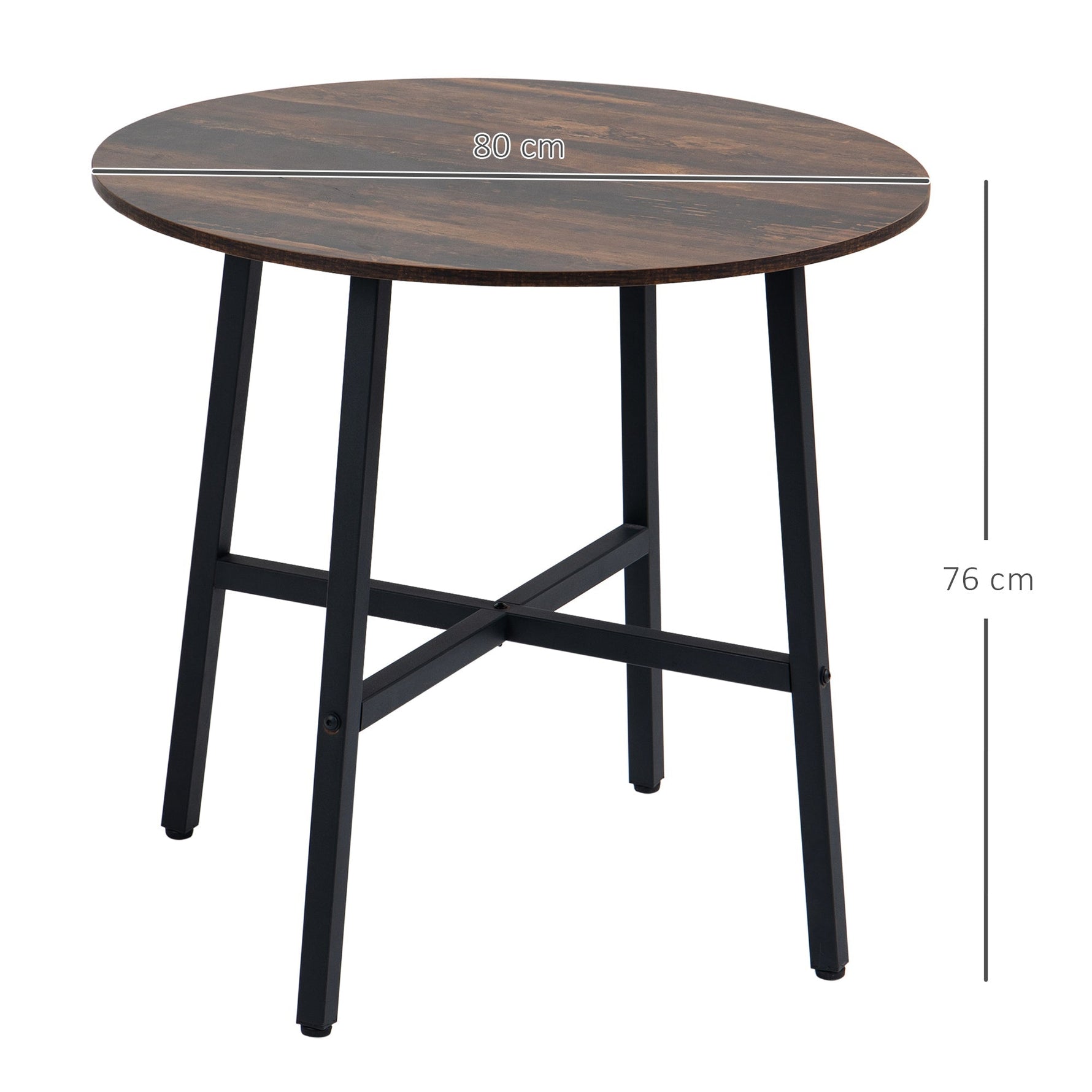 Dining Table for 4 People, 80 x 80 x 76 cm, Steel Brown