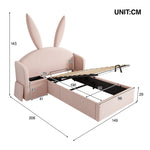 Children's Bed 90x190cm with Storage & Bedside Table, Pink Velvet