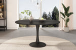 Extendable Oval Dining Table 100/140x100cm Modern - Black