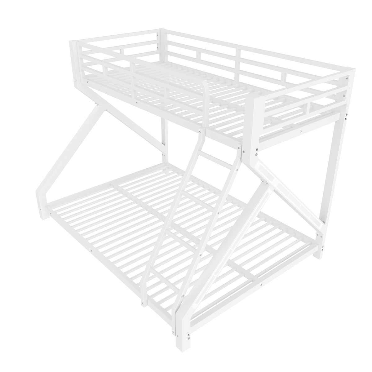 Kids Bunk Bed 90x200 & 140x200cm with LED Light, White Iron Frame