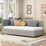 Upholstered Bed Sofa, 90x200 Multifunctional with Slatted Frame, Skin-Friendly Velvet Fabric Gray