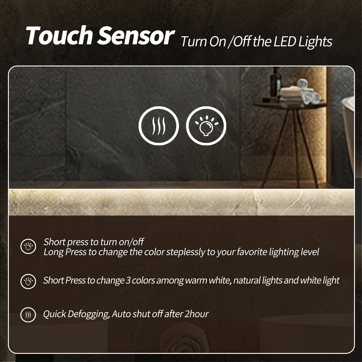 Round LED Bathroom Mirror 70 cm - Anti-Fog Dimmable HD Silver Glass
