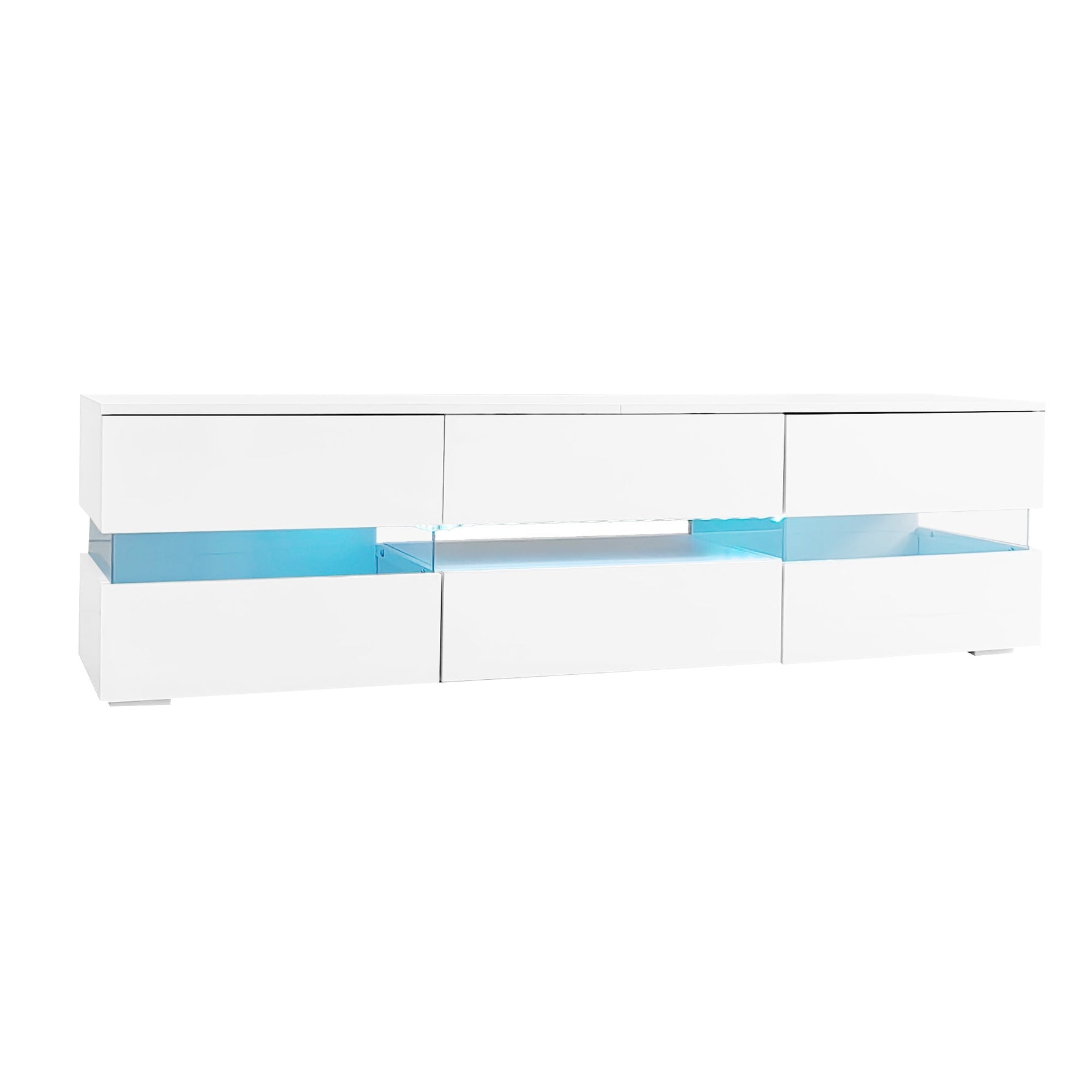 Modern TV Cabinet 160cm LED Storage for 70-inch TVs High-Gloss White