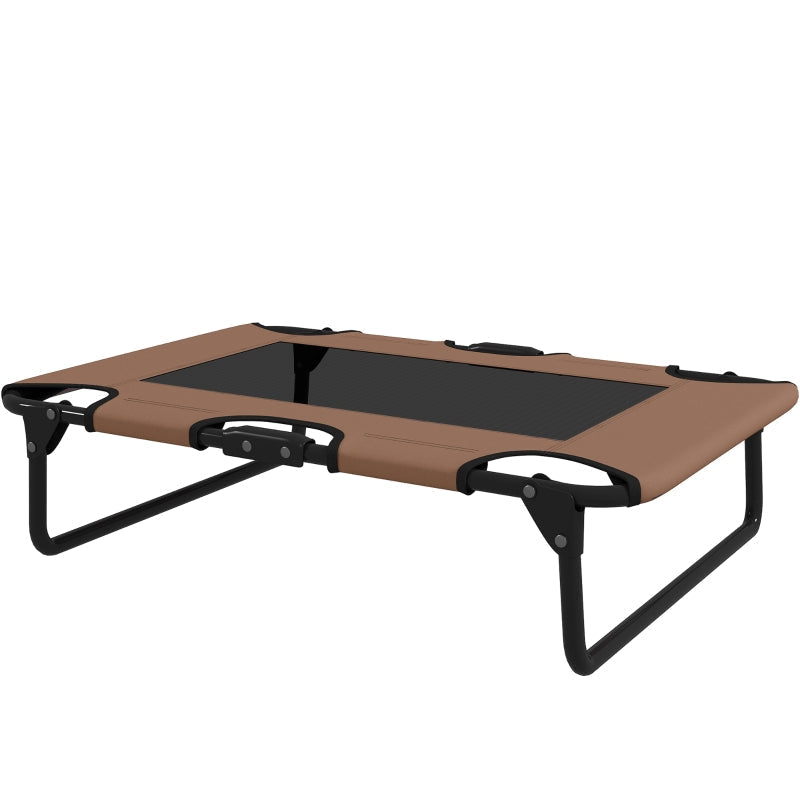 Elevated Dog Bed, Foldable Outdoor Mesh Lounger, Coffee Oxford