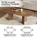 Extendable Dining Table, 140/180 x 90 cm, 6-8 People with Rounded Corners, Walnut