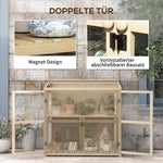 Wooden Cold Frame Greenhouse, 2-Tier Double Doors Roof Window Windproof 103x61x103cm, Natural Finish