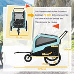 2-in-1 Dog Trailer & Stroller, Bicycle Attachment, max. 30 kg, Oxford Fabric, Blue