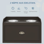 Raised Feeding Station, 2 Bowls 1 Storage, Brown