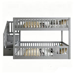 Bunk Bed 140x200 with Safety Stairs & Drawers, Grey Wood