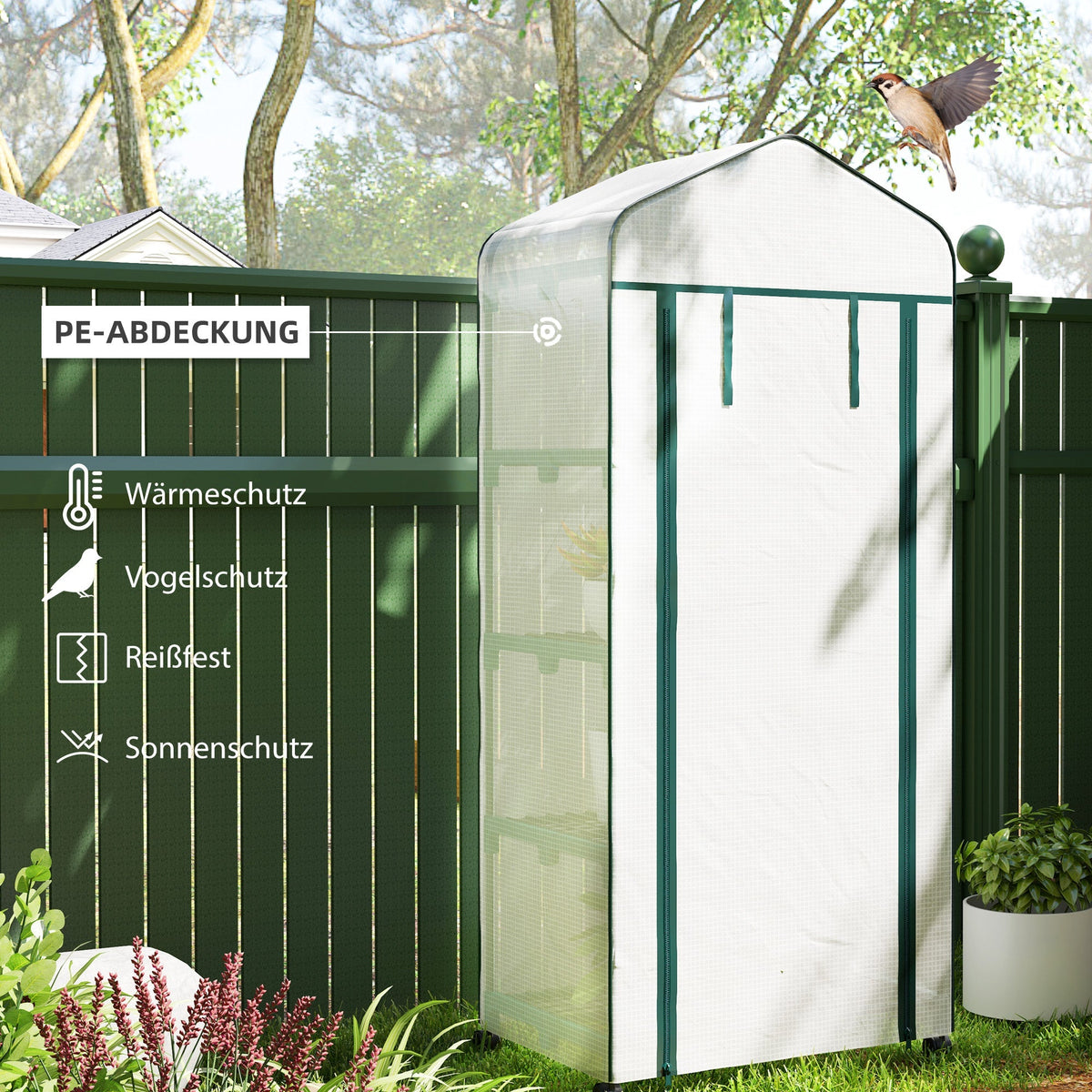 Greenhouse, Roll Shelves Winter-Proof Steel Film, White