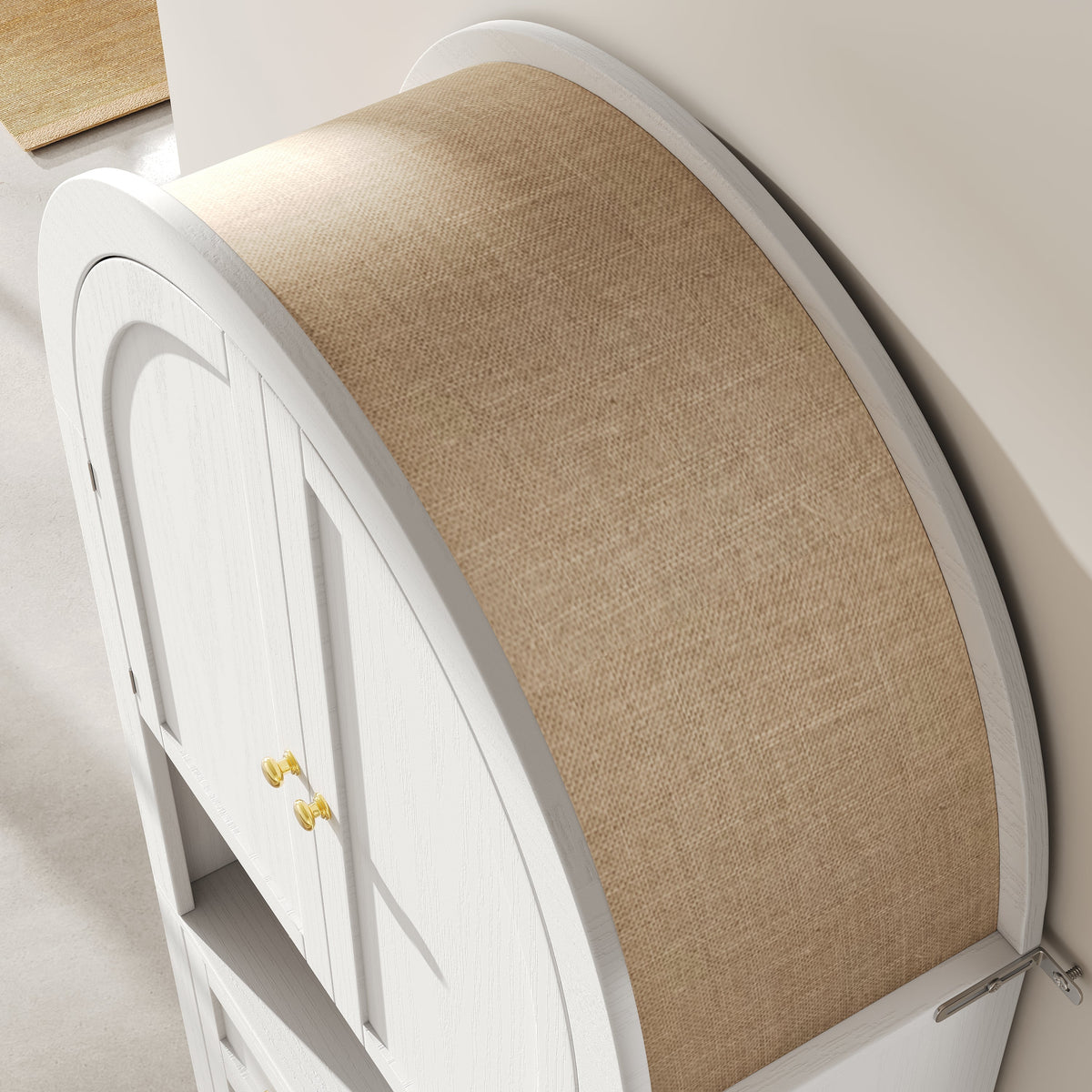 Tall Arched Storage Cabinet Drawers Doors Shelves - White