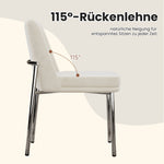 Dining Chairs Set of 2 Thickened Cushion Modern Metal Legs - Beige Velvet