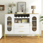 Sideboard, Glass Fronts & Wine Rack, White